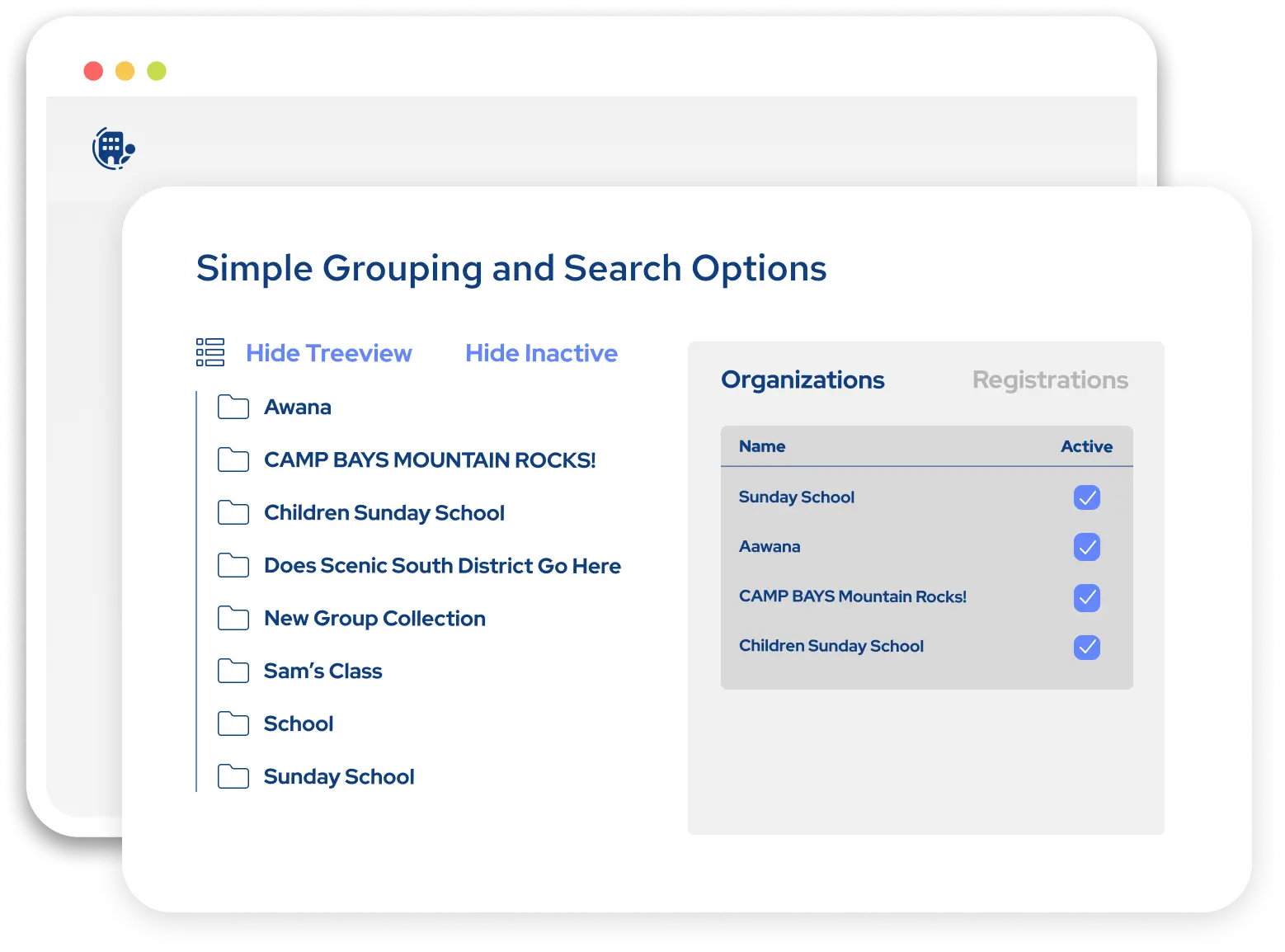 Simple Grouping and Search options